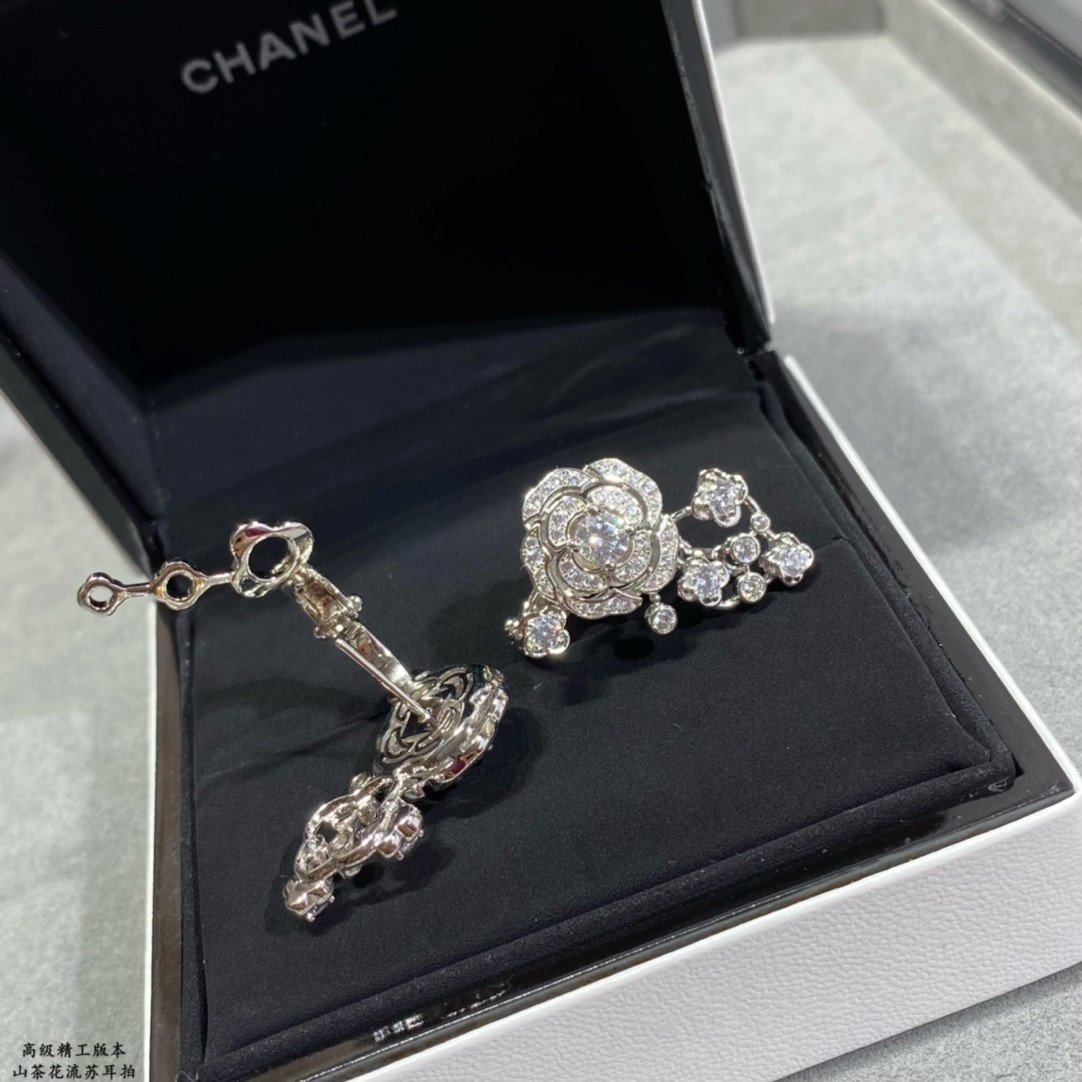 Ch*el camellia tassel earrings