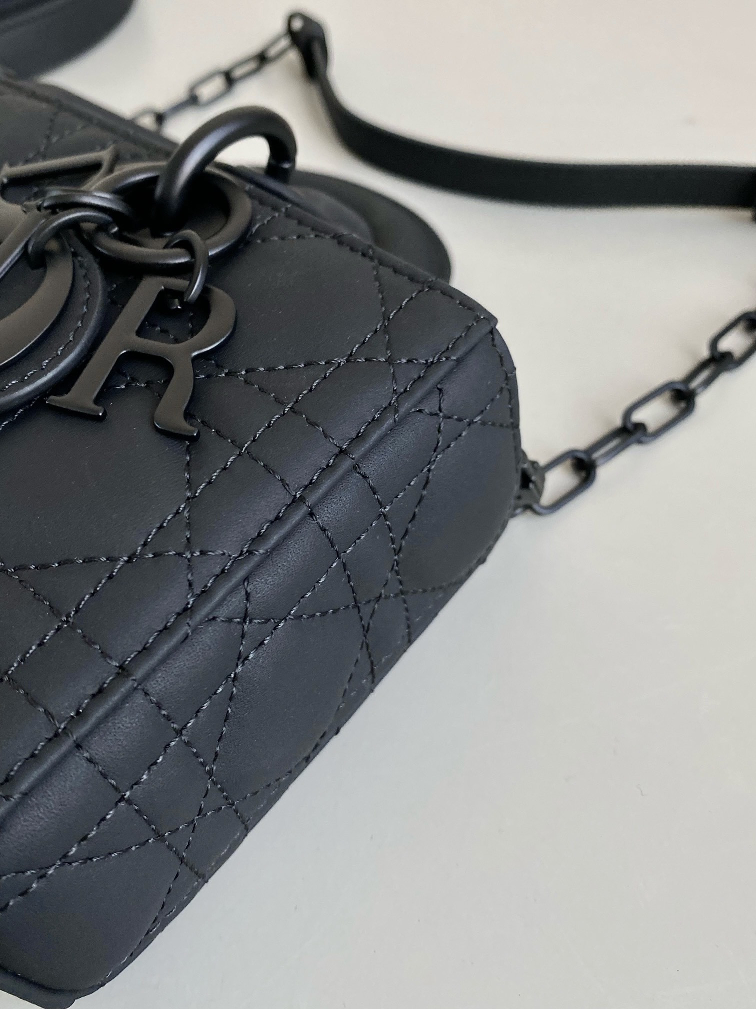 D*or small lady d-joy bag ultramatte black cannage calfskin
