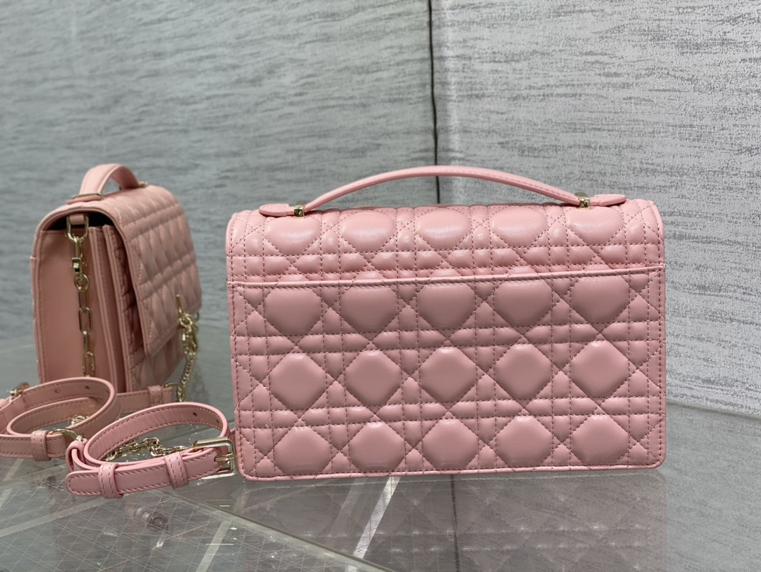 my D*or top handle bag melocoton pink 9.5 x 5.5 x 3 inches
