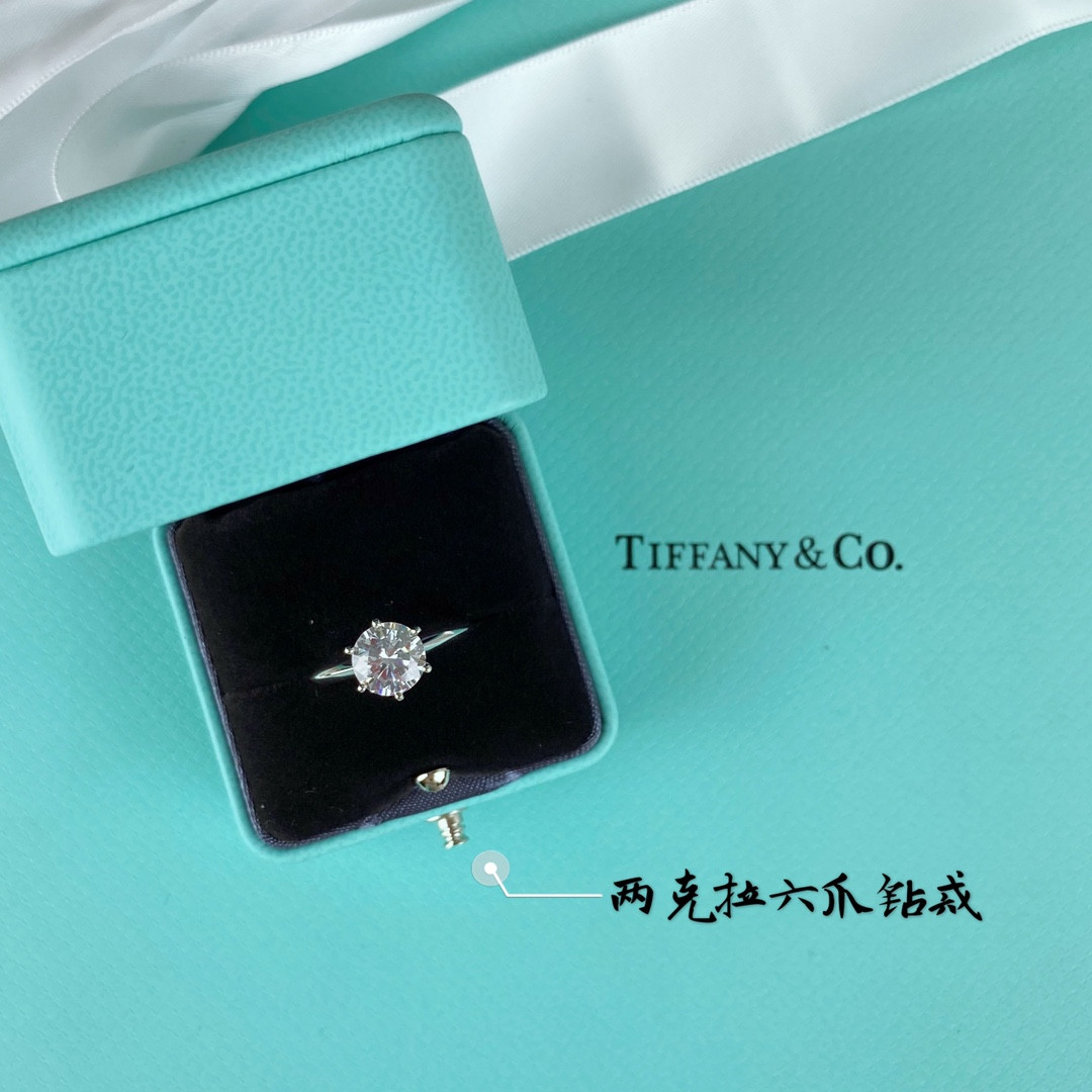 t*f*ny & co. six-prong ring high-carbon Di*m*nd ag925