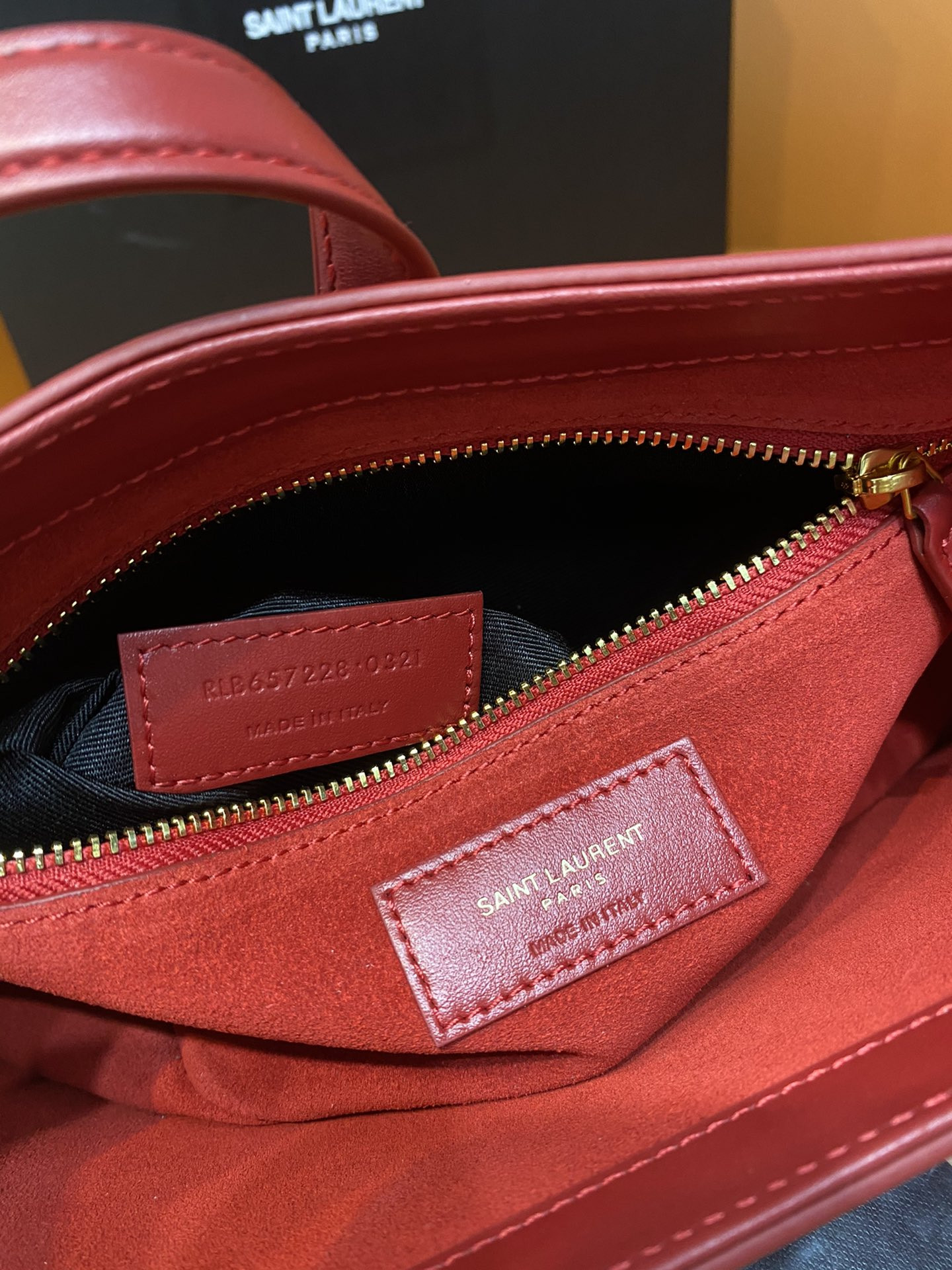 Y*L le 5 À 7 in smooth leather blanc red 23 x 16 x 6.5 cm