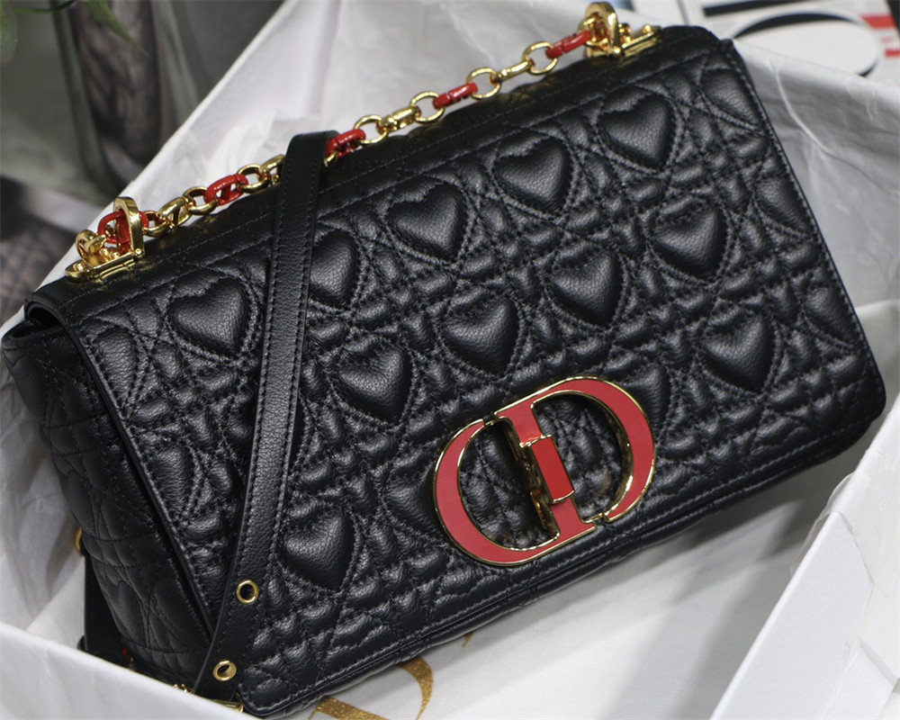 medium D*or caro bag amour black 25.5 x 15.5 x 8 cm