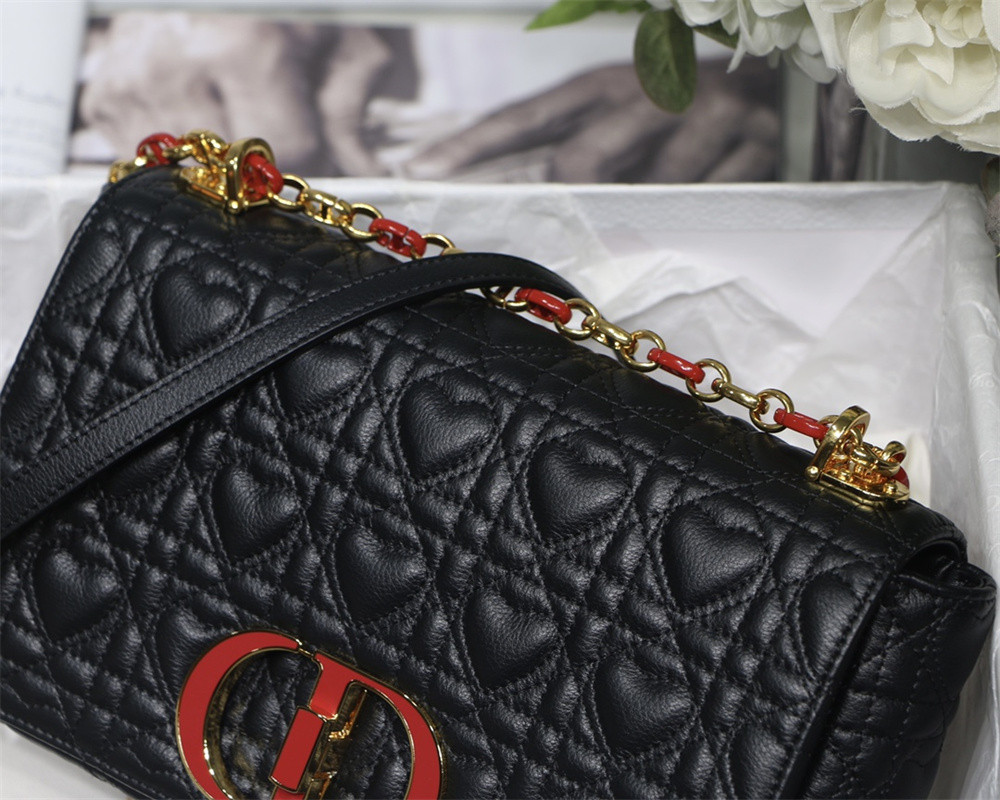 medium D*or caro bag amour black 25.5 x 15.5 x 8 cm