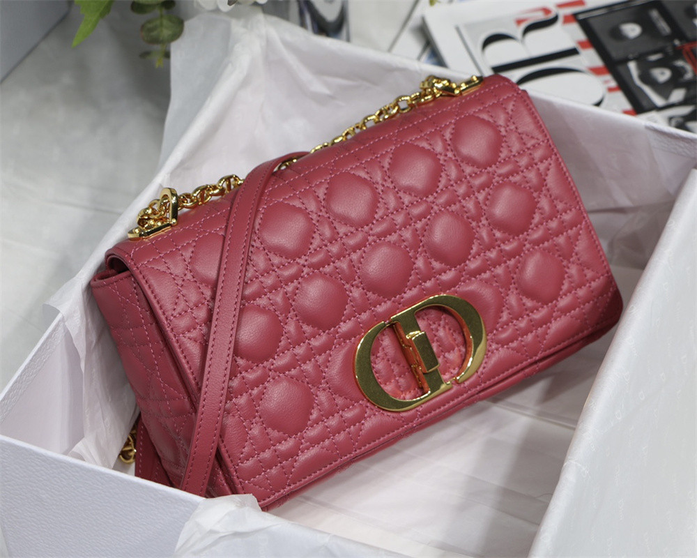 medium d*or caro bag S*pple cannage calfskin 25.5 x 15.5 x 8 cm
