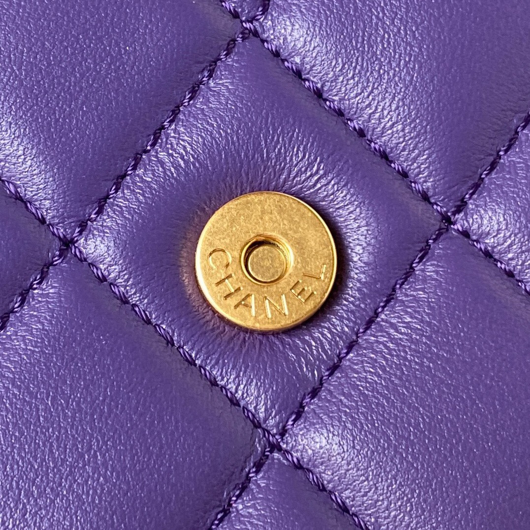 Ch*el baguette bag purple 17.5×20×5cm