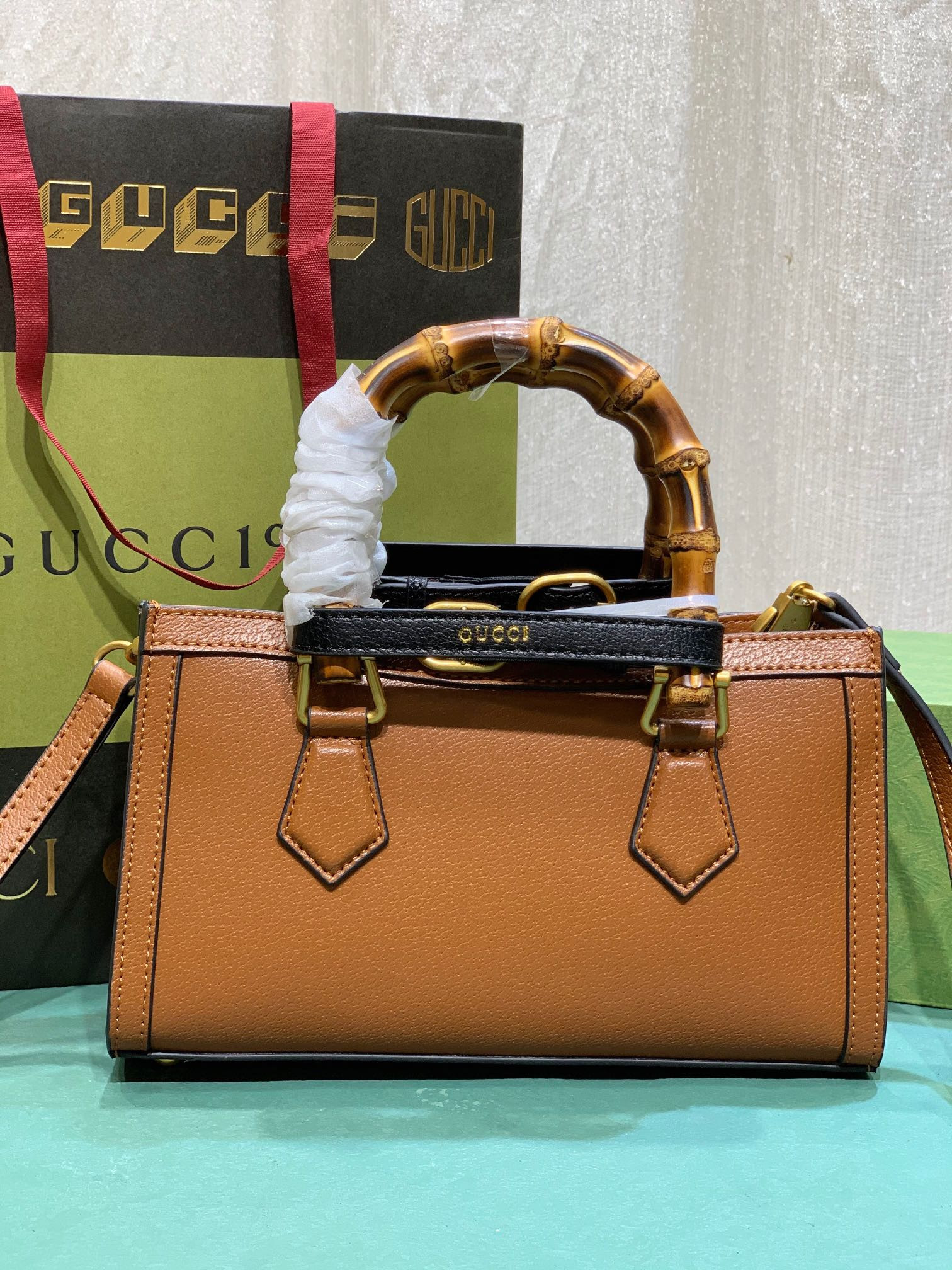 G*u*i diana small shoulder bag brown 25w x 16h x 9d cm