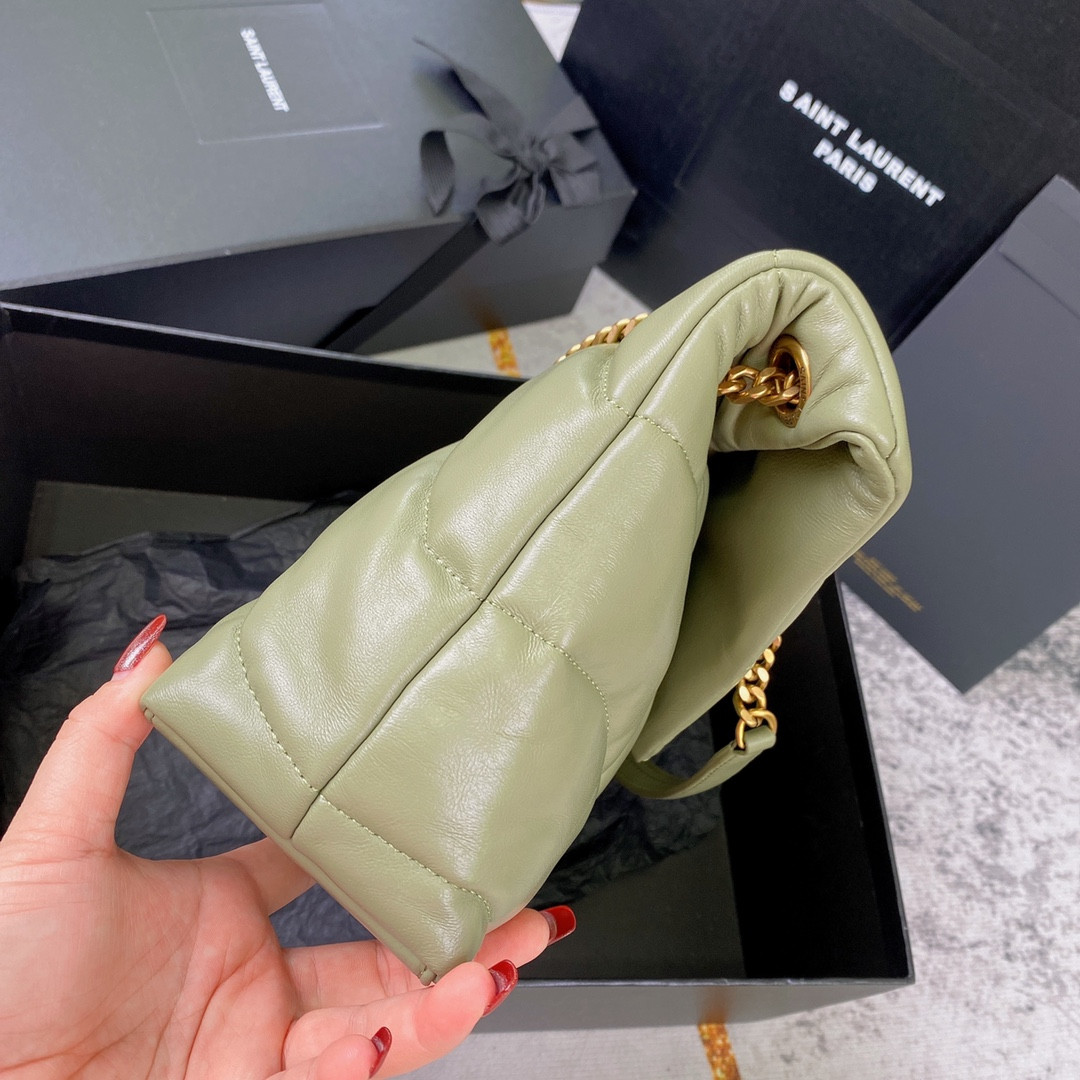 Y*L puffer small in nappa leather green 11.4 x 6.6 x 4.3 inches