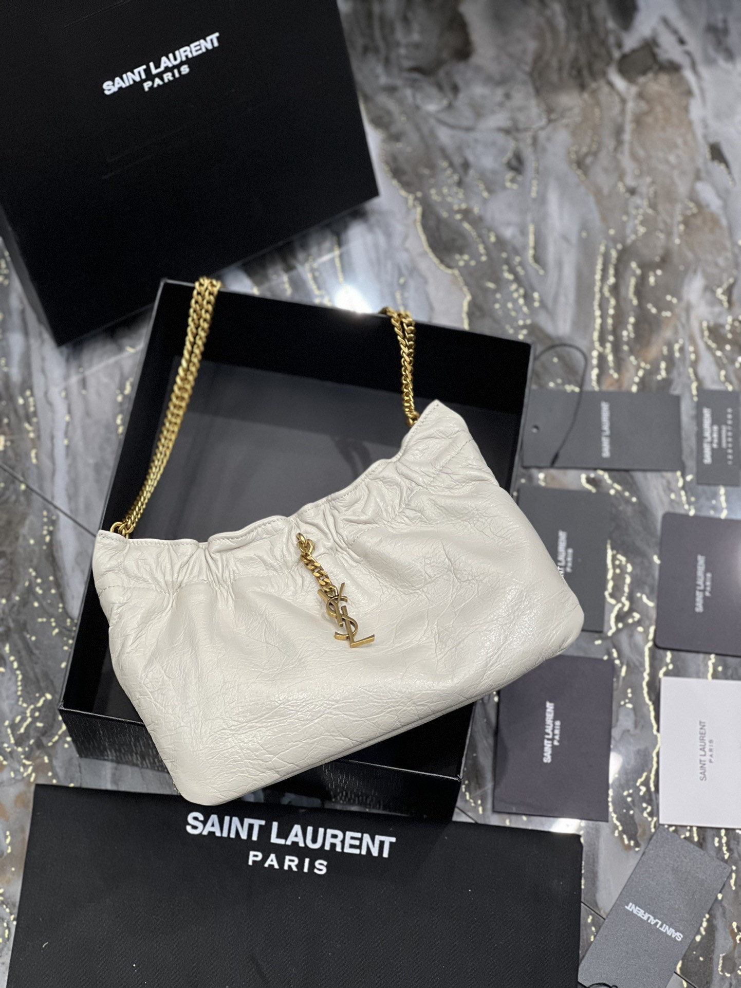 Y*L mini leather shoulder bag white 24x14x4 cm