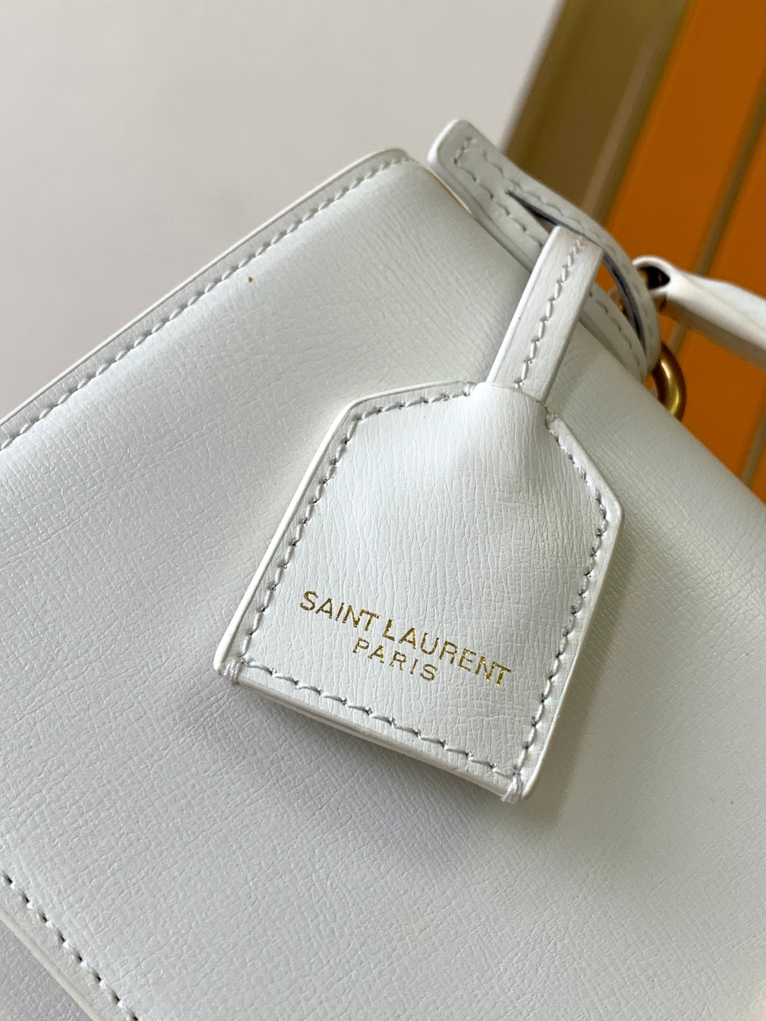 Y*L sunset large in smooth leather white 10.6 x 7 x 3.1 inches