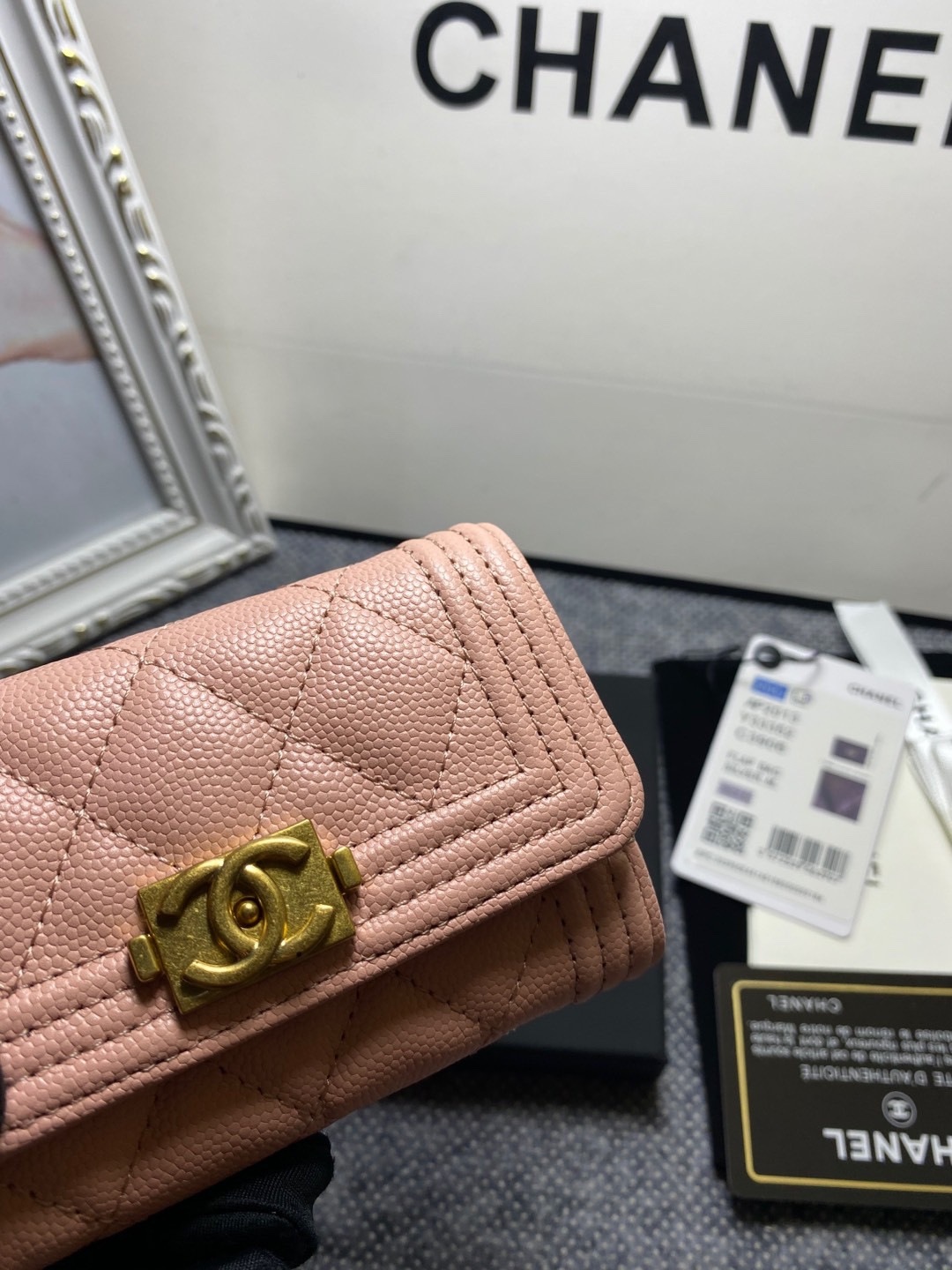 Ch*el flap wallet 12-7cm