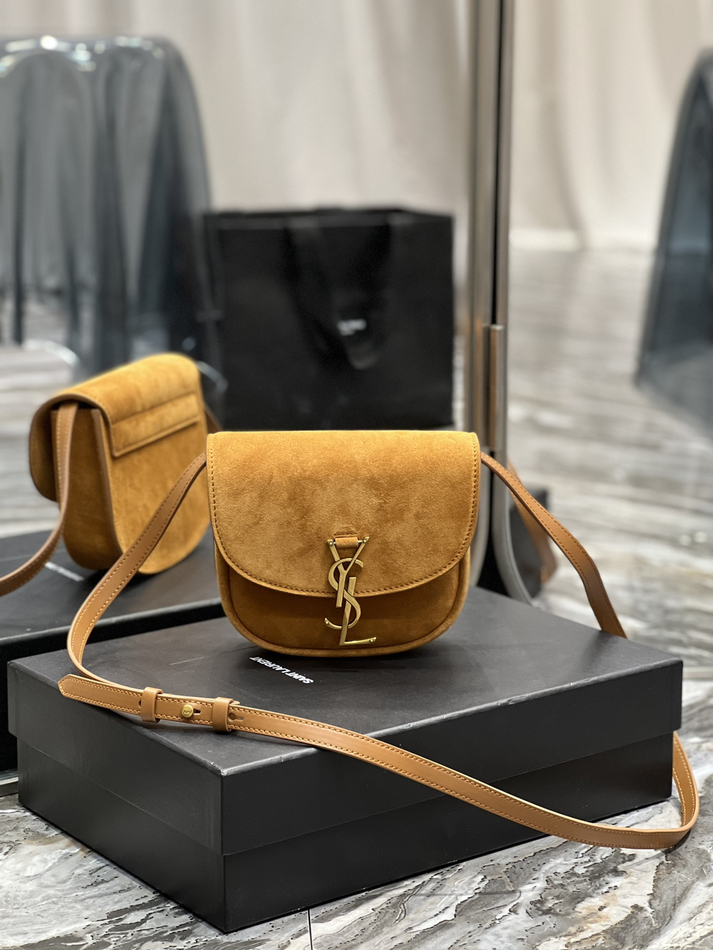 Y*L kaia small satchel in smooth leather 7.2 x 6.1 x 2.1 inches