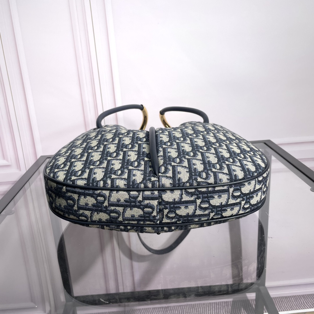 medium D*or nolita bag blue D*or oblique jacquard 10.5 x 10 x 2 inches