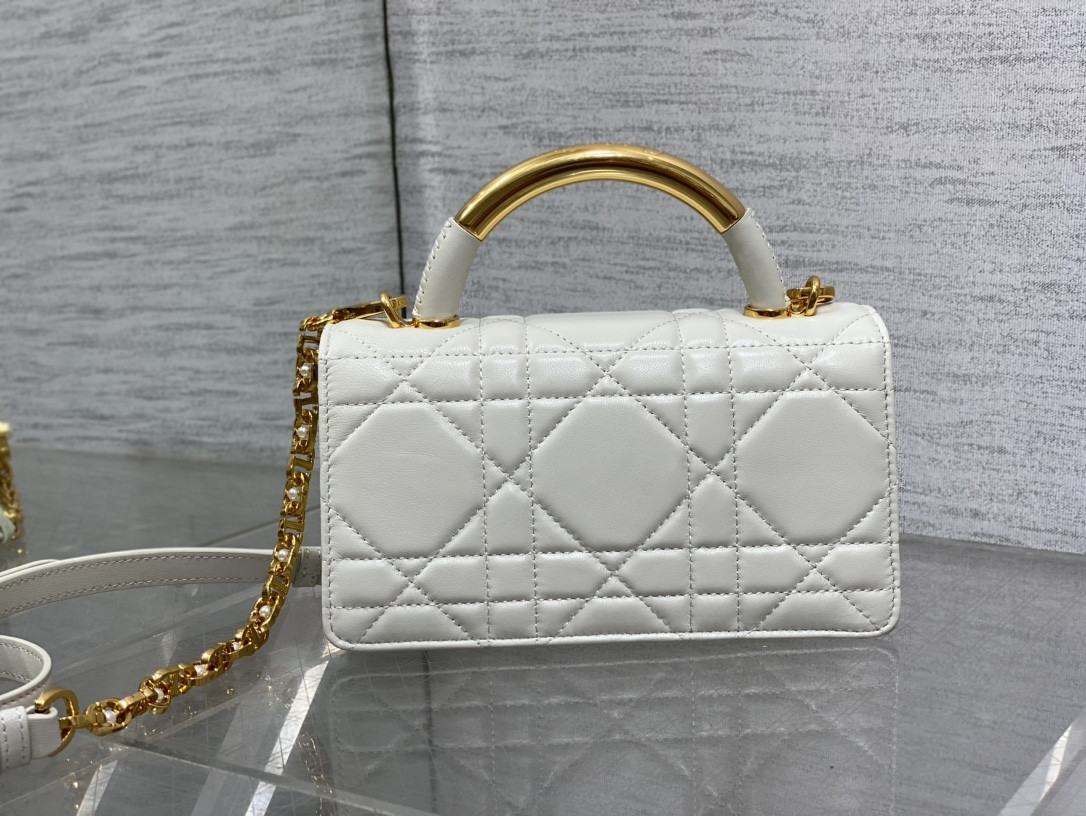 D*or small ange bag latte macrocannage calfskin 20 x 12 x 5 cm