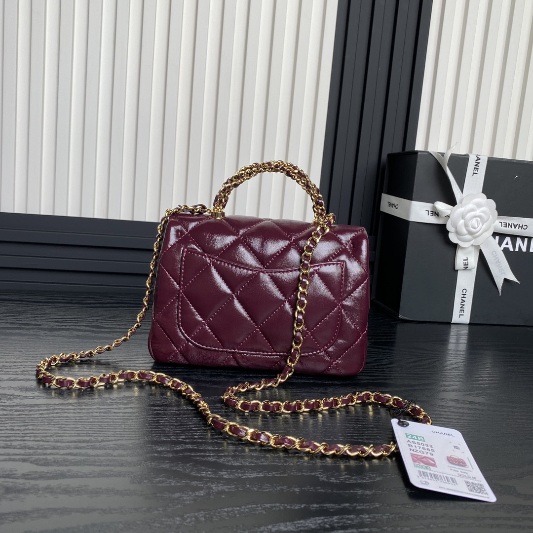 Ch*el mini flap bag with top handle 14×19×8.5cm