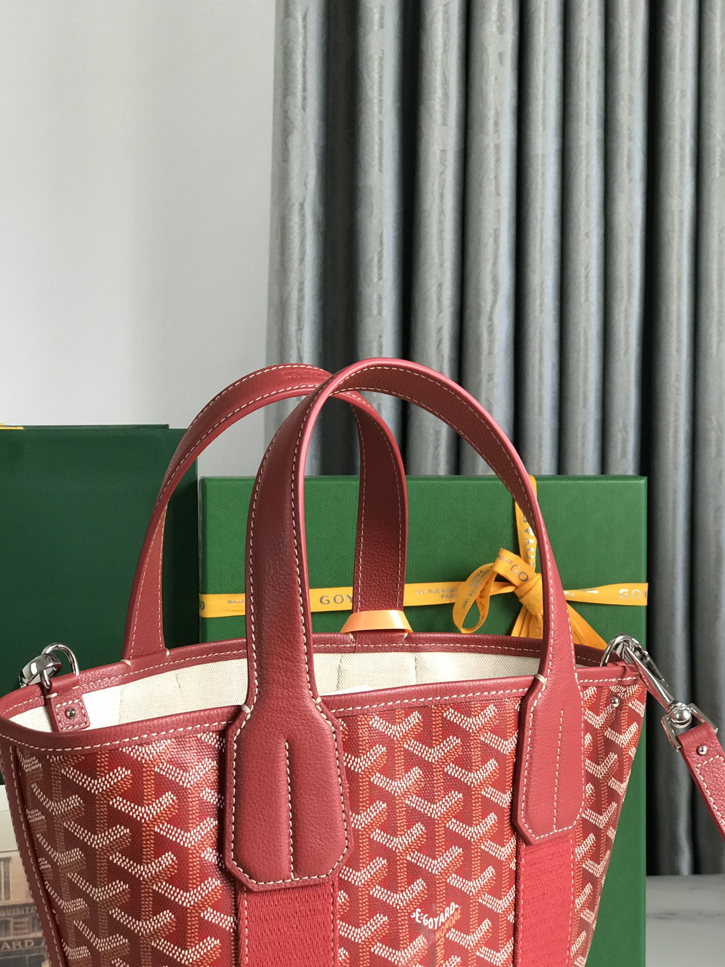 Go*ard Go*ardine belharra pm coral tote palladium hardware 18x14x23cm