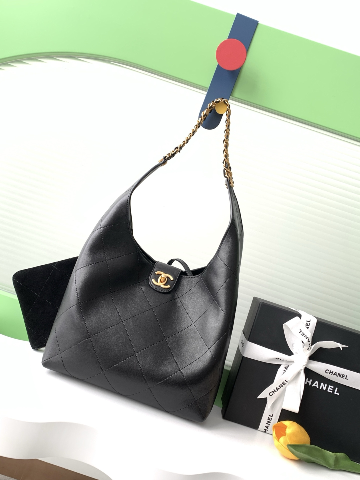 Ch*el large hobo bag as5410 35x30x14cm