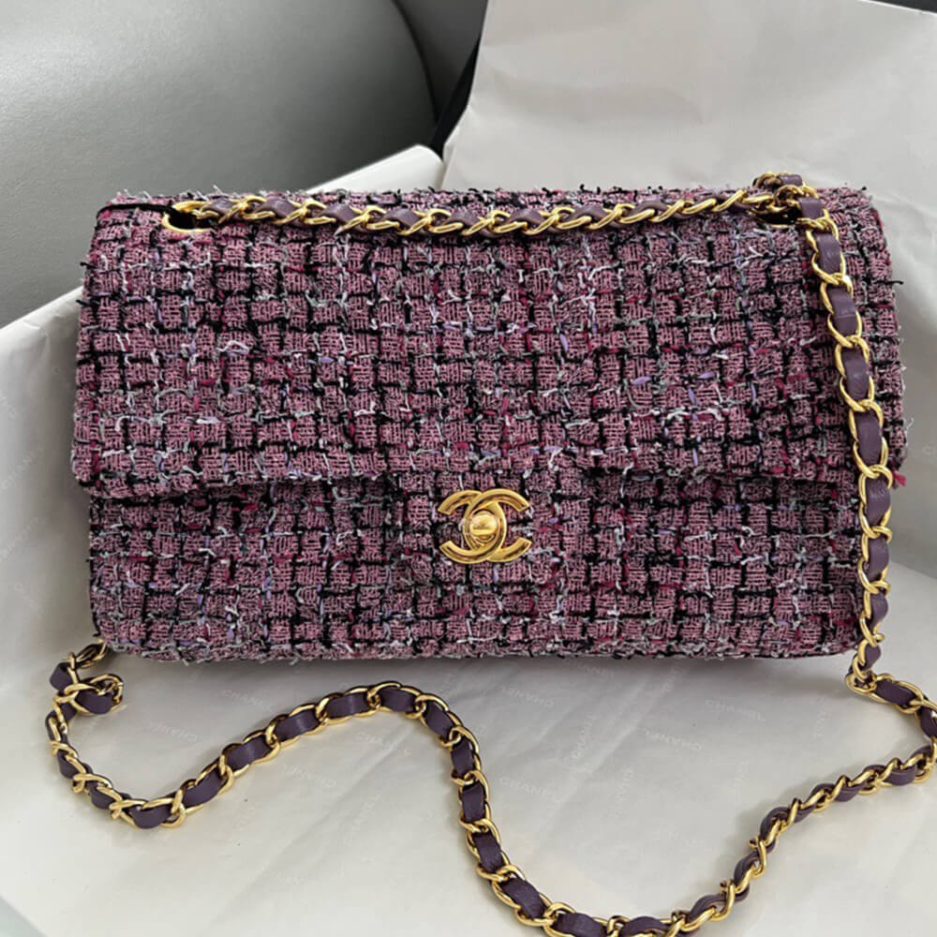 Ch*el tweed medium classic flap bag